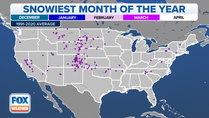 March is the snowiest month for these locations