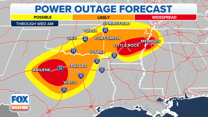 A power outage is possible until Wednesday morning.