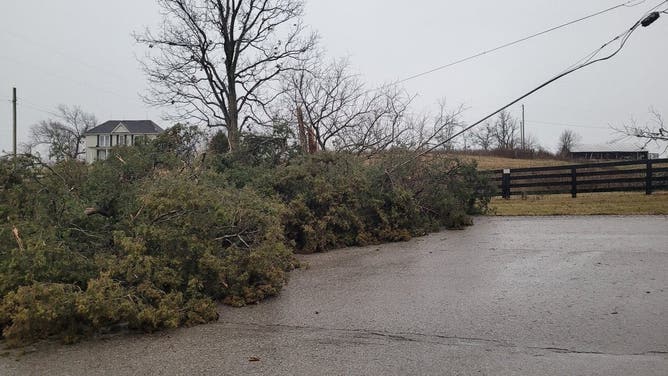 Storm damage at Union City Road in Richmond, Kentucky on January 12, 2023.