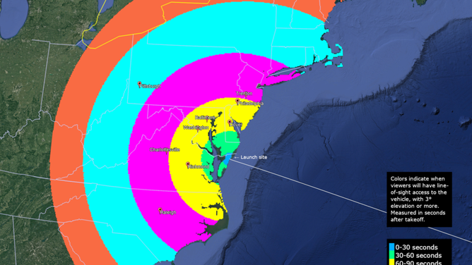 Rocket Lab Electron launch visibility, according to NASA.