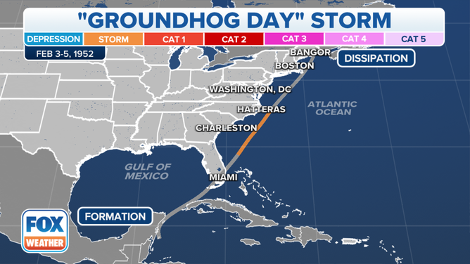 February 1952 tropical storm track.