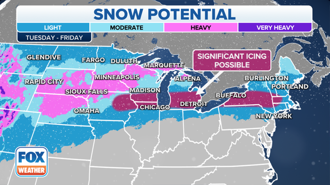 The FOX Forecast Center is tracking snow and ice in the Midwest this week.