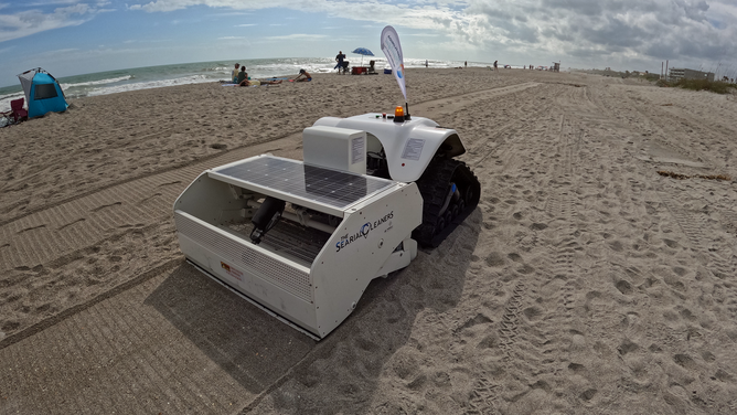Meet BeBot – the beach-cleaning robot that sifts through the sand to remove things like cigarette butts, pieces of plastic and other trash people leave behind when they head home from a day of fun in the sun.