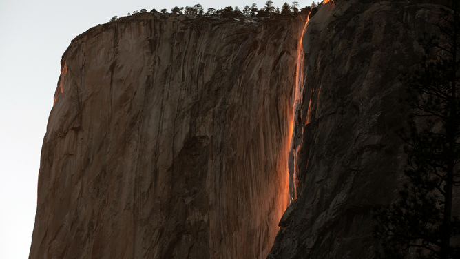 FILE - 'Firefall' is seen at Yosemite National Park on February 23, 2022 in Yosemite, California.