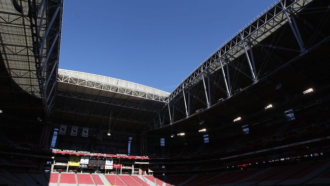 The open roof at State Farm Stadium in Glendale, Arizona.