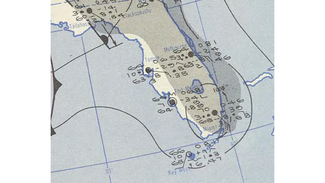 February 1952 tropical storm over Florida.
