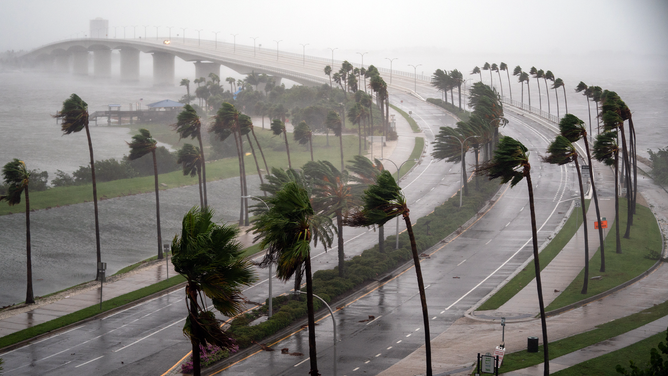 Wind gusts blow across Sarasota Bay