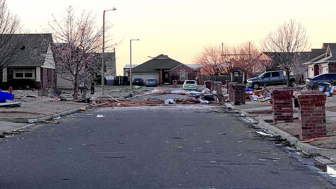 Tornado damage in Norman, Oklahoma, on Feb. 27, 2023.
