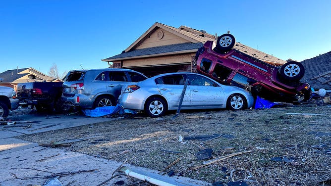 Tornado damage in Norman, Oklahoma, on Feb. 27, 2023.