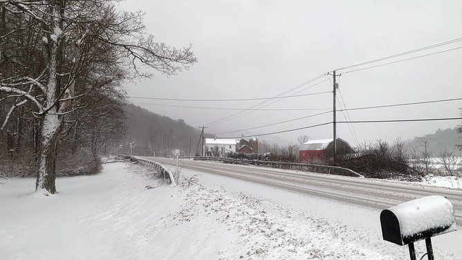 A fresh blanket of snow covers the ground Tuesday, Feb. 28, 2023, in Berkshire, New York.