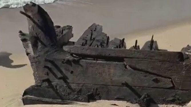 The remains of an 1884 shipwreck were discovered on a Nantucket, Massachusetts, beach last week.