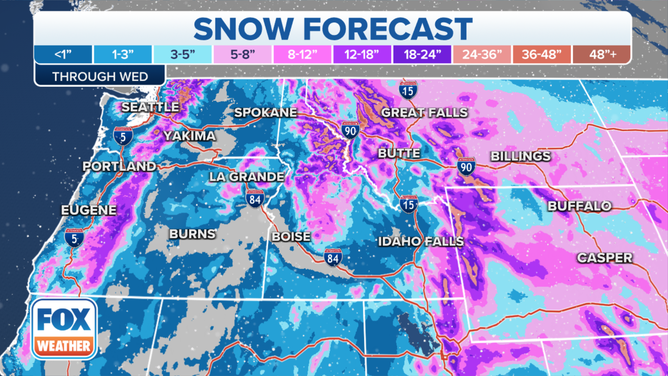 Tracking snowfall totals in the West this week.