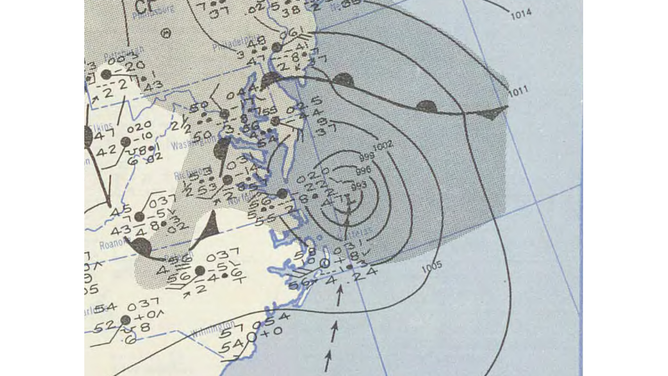 February 1952 tropical storm off East Coast.
