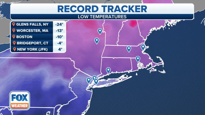 Low temperatures tracked in the Northeast on Saturday, February 4, 2023.
