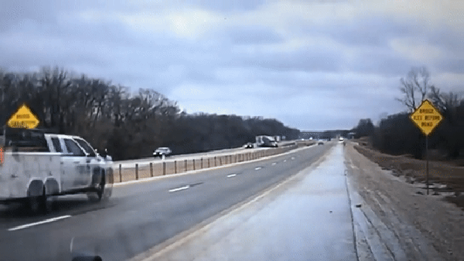 An Oklahoma Highway Patrol trooper captured video of a crash on I-40 in Sequoyah County on Tuesday morning.