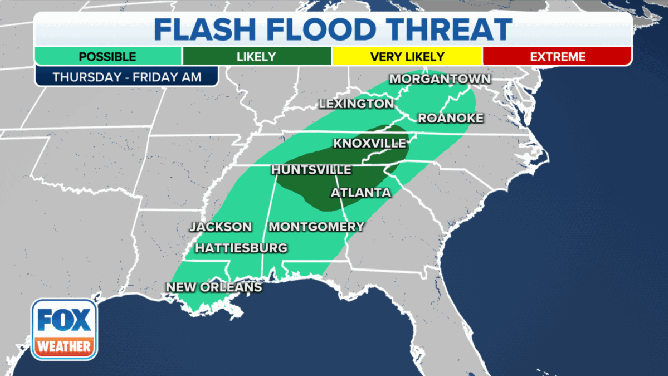 The flash flood threat on Wednesday and Thursday.