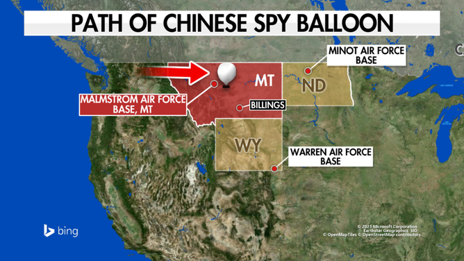 Chinese spy balloon map