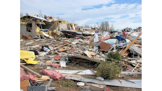 Arkansas Super Tuesday tornado outbreak damage photo.