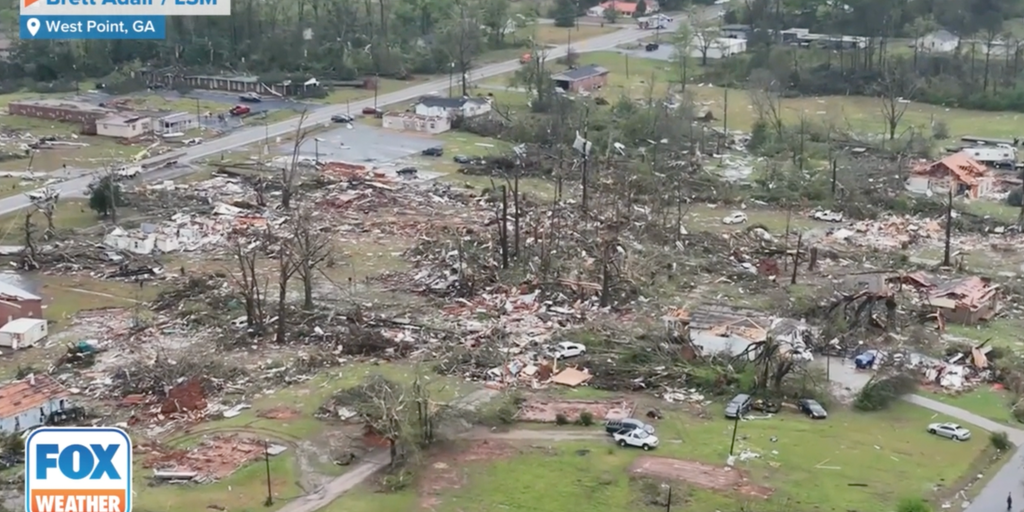 Drone video shows Georgia homes demolished as EF-3 tornado reportedly ...