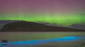 Mesmerizing video shows vibrant aurora dancing above bioluminescent water in Australia