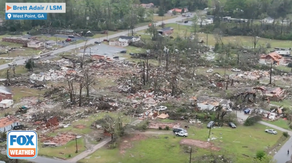 Drone video shows Georgia homes demolished as EF-3 tornado reportedly traps people inside