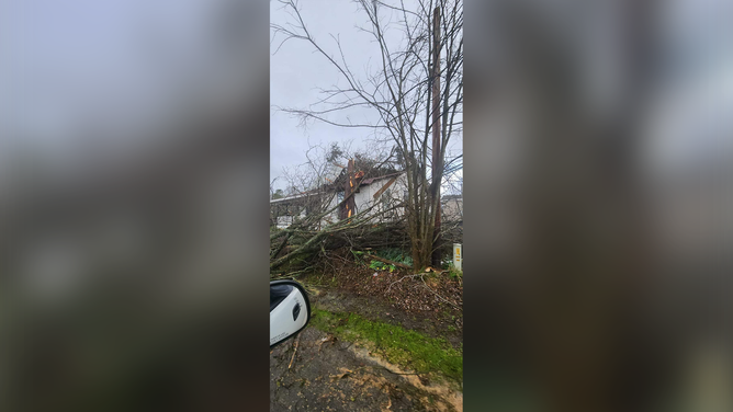 Damage from an EF-2 tornado is seen in Kirby, Arkansas, on March 2.