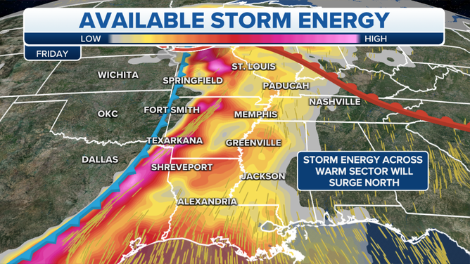 The setup for severe thunderstorms on Friday, March 31, 2023.