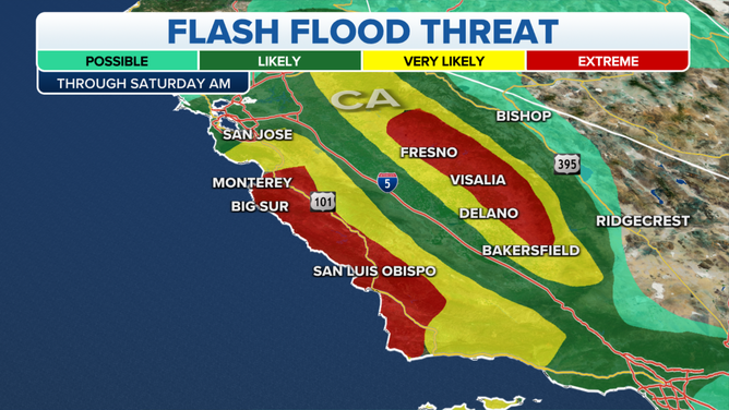 The flash flood threat in California on Friday, March 10, 2023.