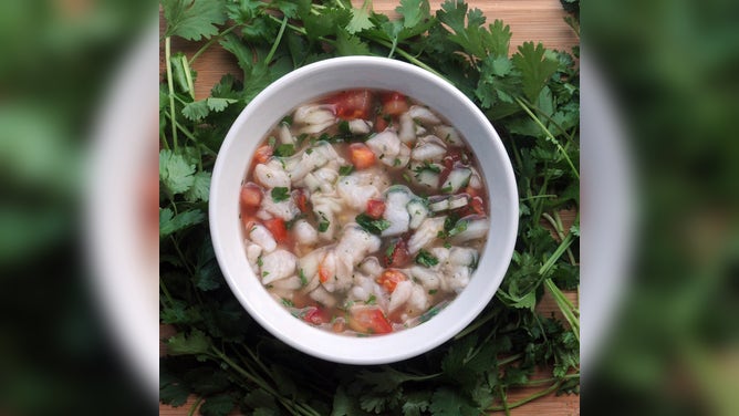 A bowl of lionfish ceviche.