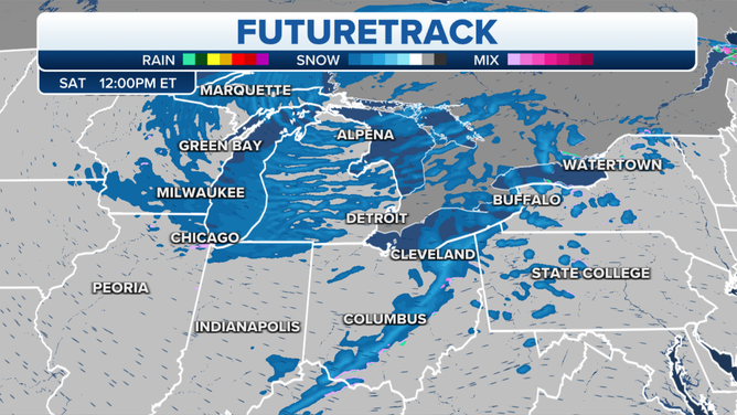 Great Lakes Snow Squall Futuretrack for Saturday, March 18 at 12 p.m. ET.