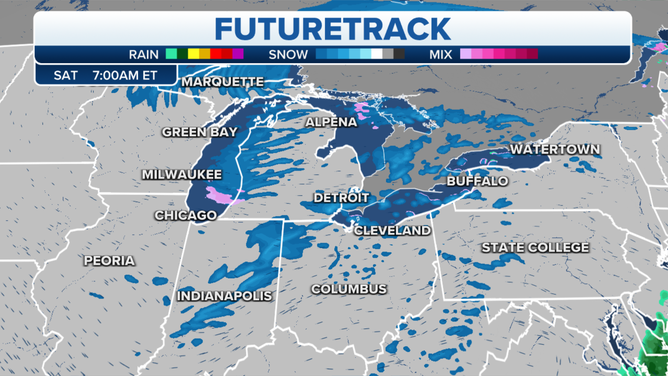 Great Lakes Snow Squall Futuretrack for Saturday, March 18 at 7 a.m. ET.