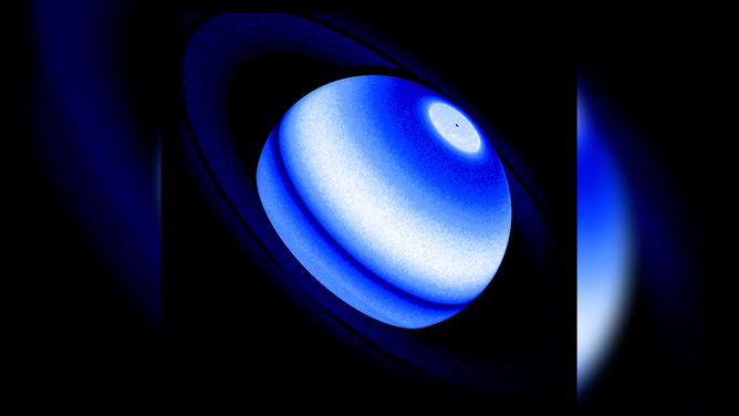 This is a composite image showing the Saturn Lyman-alpha bulge on Saturn.