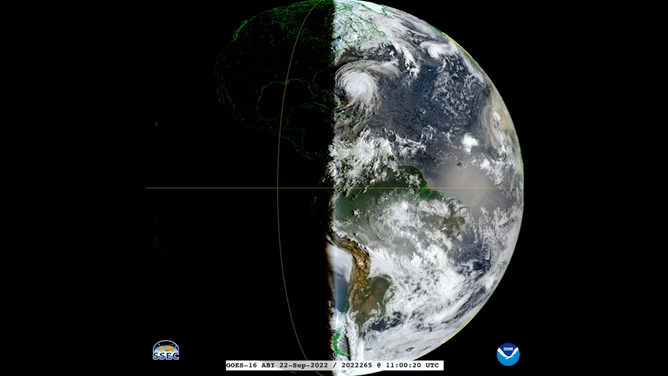 The sunlight angle on September 22, 2022, as captured by NOAA and the GOES16 satellite.