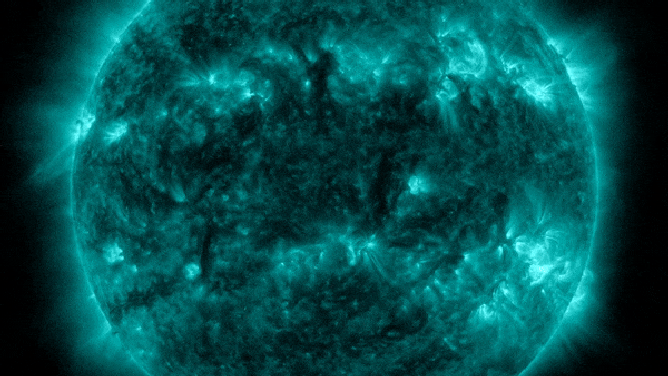 NASA’s Solar Dynamics Observatory captured this image of a solar flare – as seen in the bright flash on the bottom right of the Sun – on March 28, 2023. The image shows a subset of extreme ultraviolet light that highlights the extremely hot material in flares and which is colorized in teal.