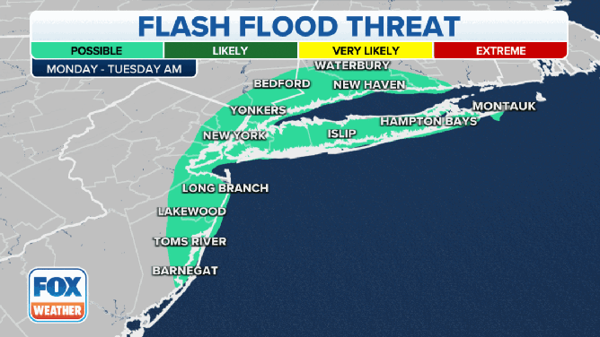 The Flash Flood threat on Monday and Tuesday.