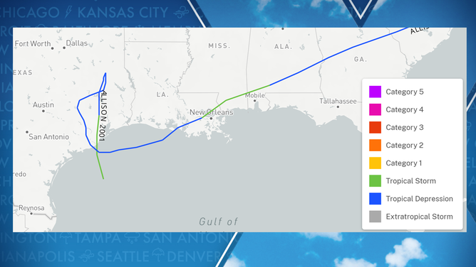 Track of Tropical Storm Allison