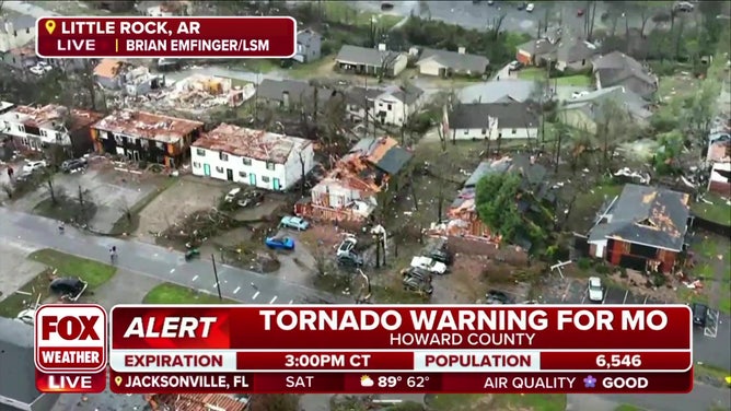 Drone video of Little Rock tornado damage