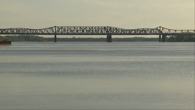 High water levels on the Mississippi River near Memphis, TN. April 2023.