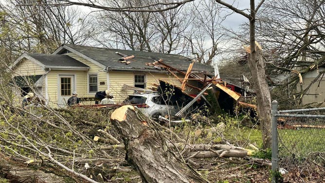 Storm damage after a tornado struck Glenallen, Missouri. April 5, 2023.