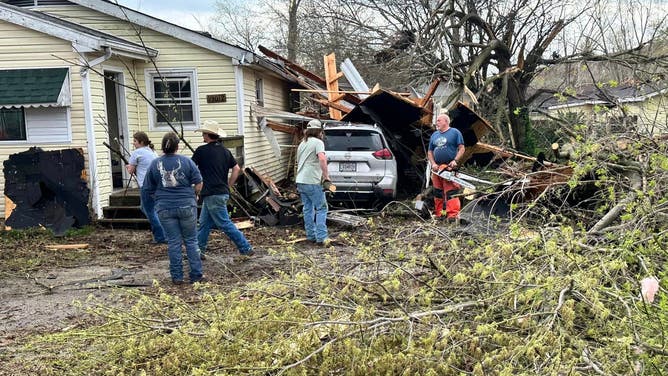 Storm damage after a tornado struck Glenallen, Missouri. April 5, 2023.