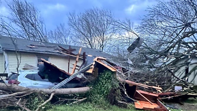 Storm damage after a tornado struck Glenallen, Missouri. April 5, 2023.