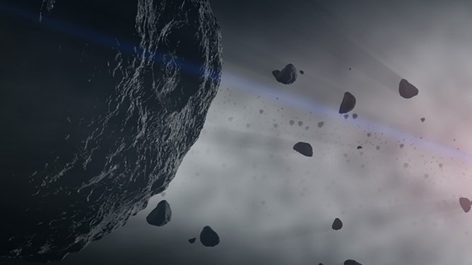 This artist's illustration of asteroids represents the building blocks of our solar system’s rocky planets.