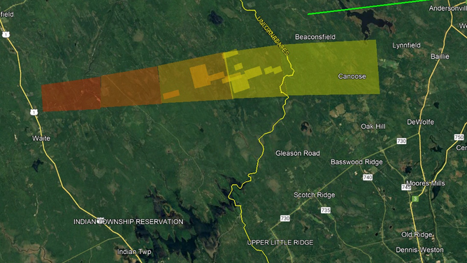 Map of possible meteorite material in Maine