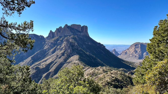 FILE - The Chisos Basin of the Big Bend National Park in Texas is seen on January 25, 2023. Big Bend is a remote region of the state of Texas along the US-Mexico border.