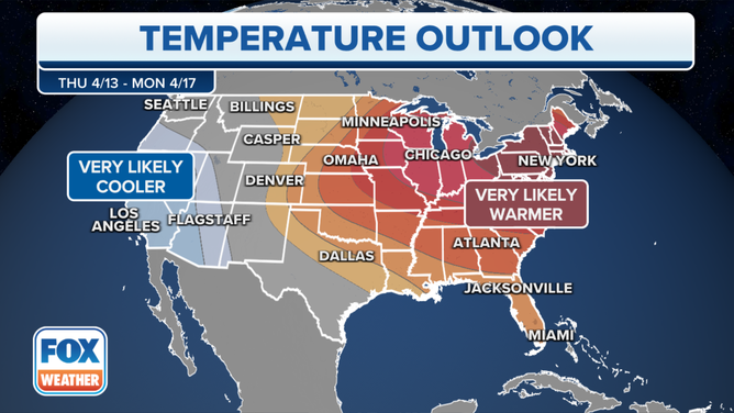 The 6- to 10-day temperature outlook from NOAA's Climate Prediction Center.