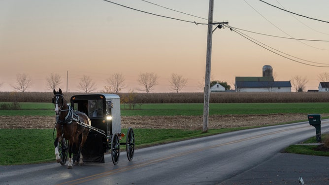 An Amish horse-and-buggy in Lancaster County, Pennsylvania.