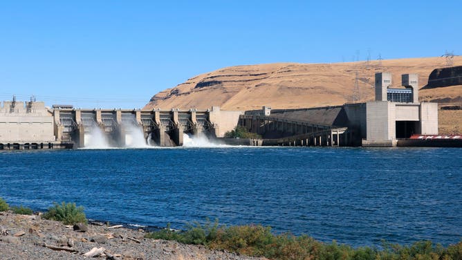 Lower Monumental Lock and Dam on the lower Snake River in southeastern Washington state. July 25, 2021.