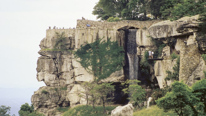 Visitors stand on Lookout Mountain on the Tennessee side.