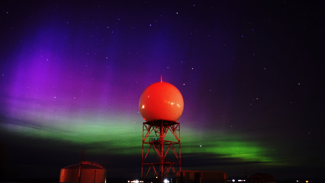 The Northern Lights are seen in this image posted by the National Weather Service in Riverton, Wyoming.