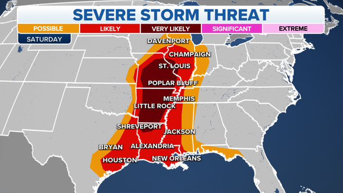 Severe storm threat. Saturday, April 15, 2023.